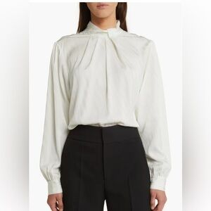 NWT FRAME Knotted Mock Neck Blouse size M